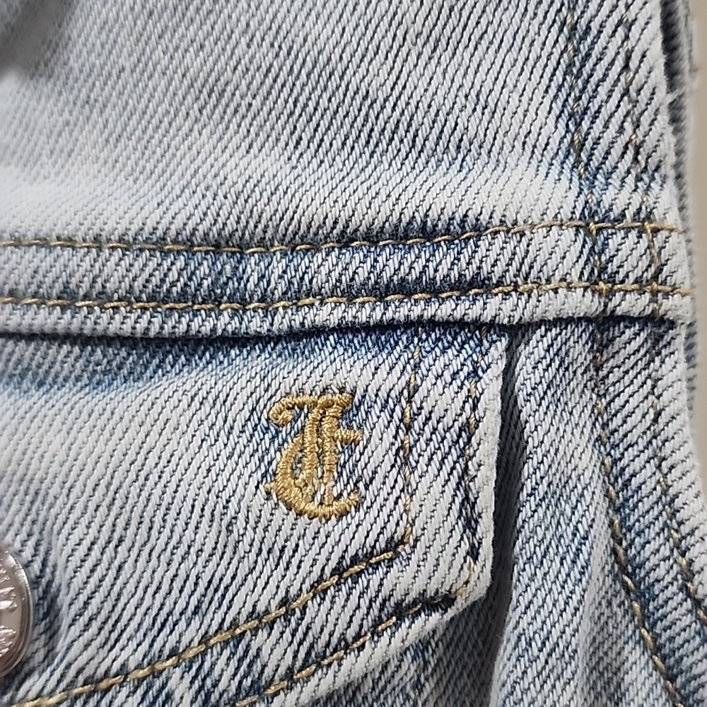 Juicy Couture Denim Cropped Vest With Stone, Light Wash, L NWT Y2K - Picture 6 of 8